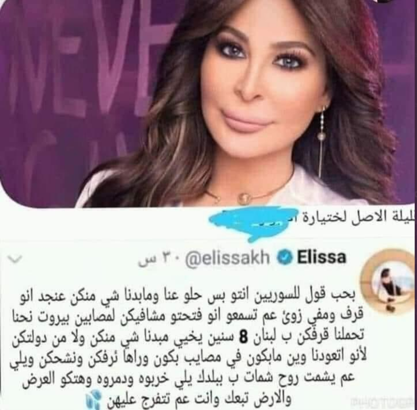 اليسا للسوريين: قرفتونا روحوا عبلادكن