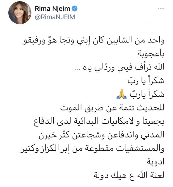 ريما نجيم ما قالته عن حادث ابنها